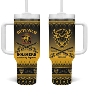 Afro Christmas Buffalo Soldiers Tumbler With Handle 9th Cavalry Regiment - African Pride