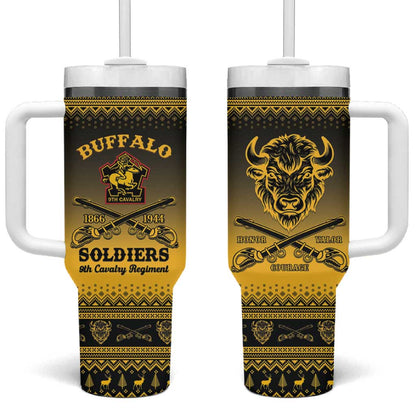 Afro Christmas Buffalo Soldiers Tumbler With Handle 9th Cavalry Regiment - African Pride