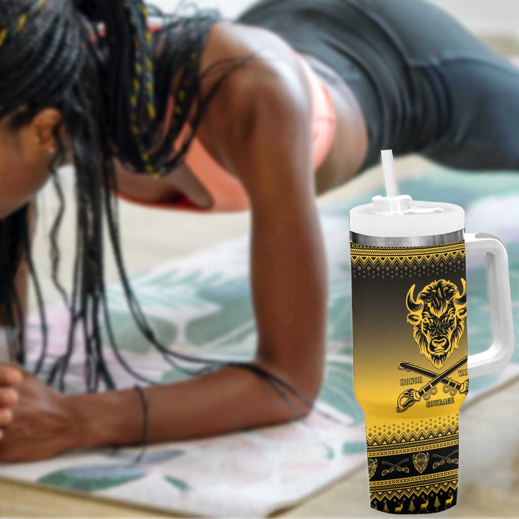 Afro Christmas Buffalo Soldiers Tumbler With Handle 9th Cavalry Regiment - African Pride