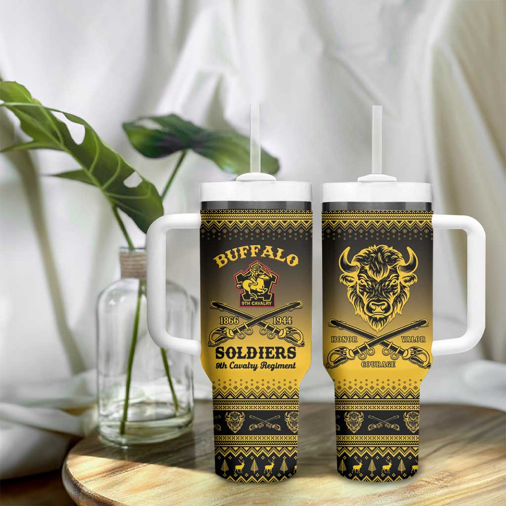 Afro Christmas Buffalo Soldiers Tumbler With Handle 9th Cavalry Regiment - African Pride