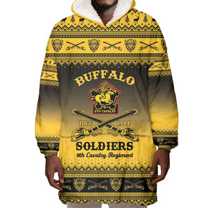Afro Christmas Buffalo Soldiers Wearable Blanket Hoodie 9th Cavalry Regiment - African Pride