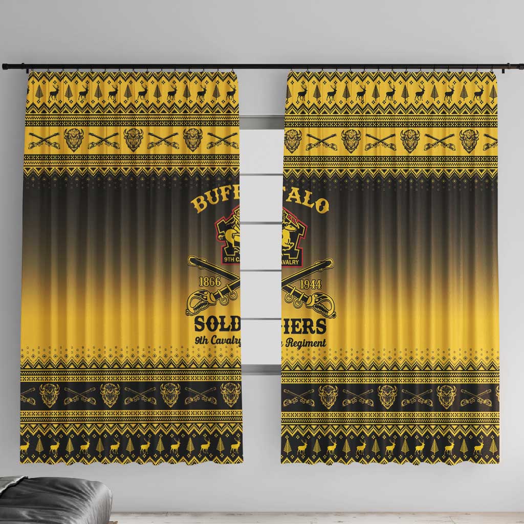 Afro Christmas Buffalo Soldiers Window Curtain 9th Cavalry Regiment - African Pride