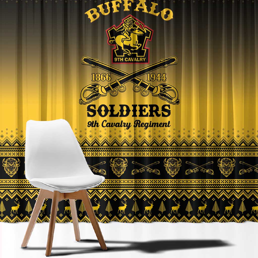 Afro Christmas Buffalo Soldiers Window Curtain 9th Cavalry Regiment - African Pride