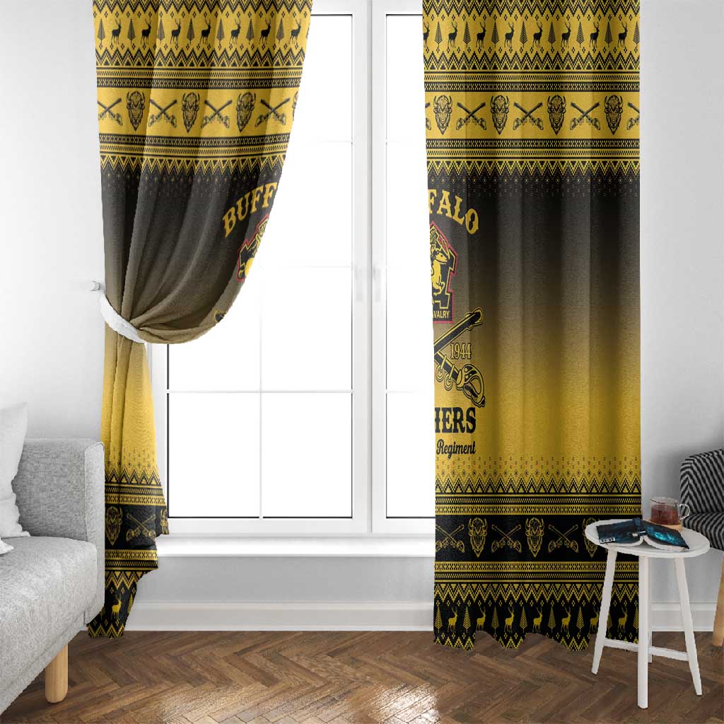Afro Christmas Buffalo Soldiers Window Curtain 9th Cavalry Regiment - African Pride