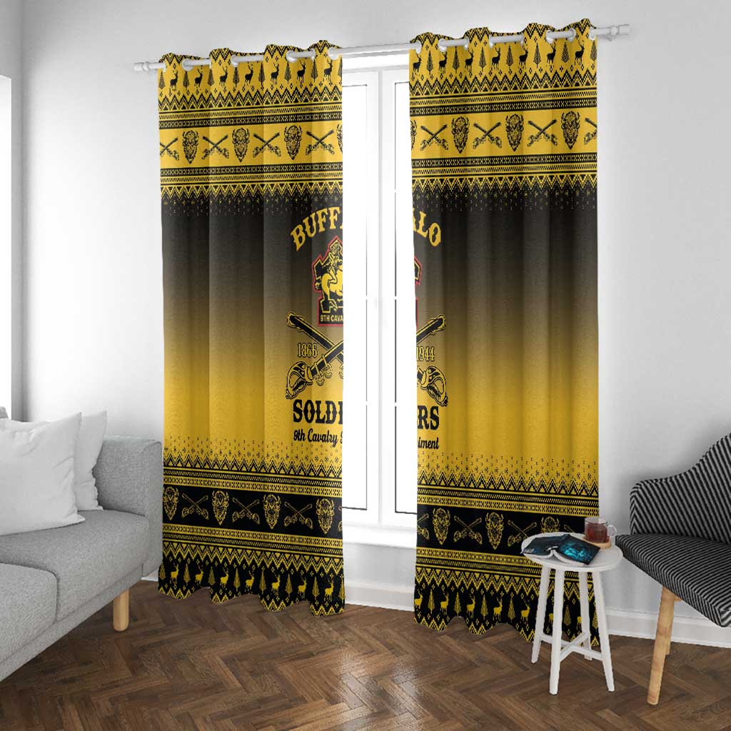 Afro Christmas Buffalo Soldiers Window Curtain 9th Cavalry Regiment - African Pride