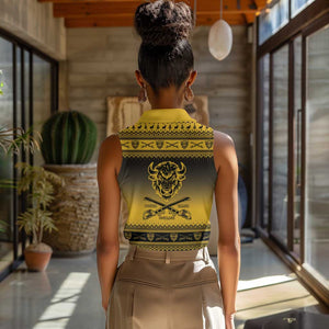 Afro Christmas Buffalo Soldiers Women Sleeveless Polo Shirt 9th Cavalry Regiment - African Pride
