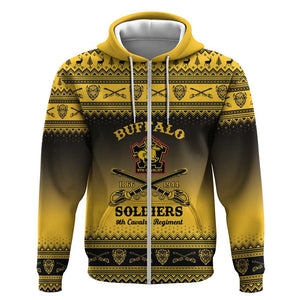 Afro Christmas Buffalo Soldiers Zip Hoodie 9th Cavalry Regiment - African Pride