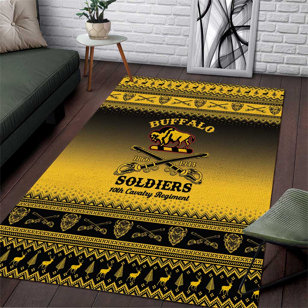 Afro Christmas Buffalo Soldiers Area Rug 10th Cavalry Regiment - African Pride
