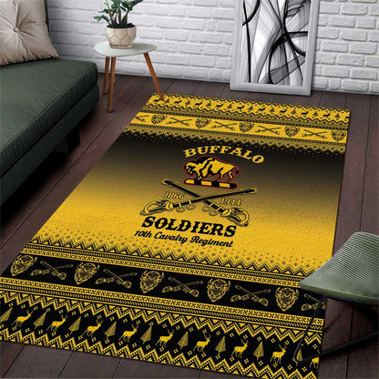 Afro Christmas Buffalo Soldiers Area Rug 10th Cavalry Regiment - African Pride