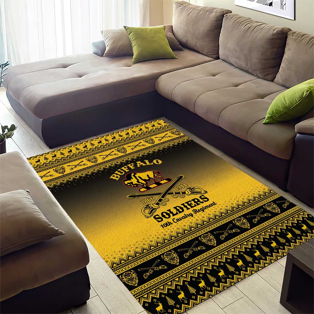 Afro Christmas Buffalo Soldiers Area Rug 10th Cavalry Regiment - African Pride