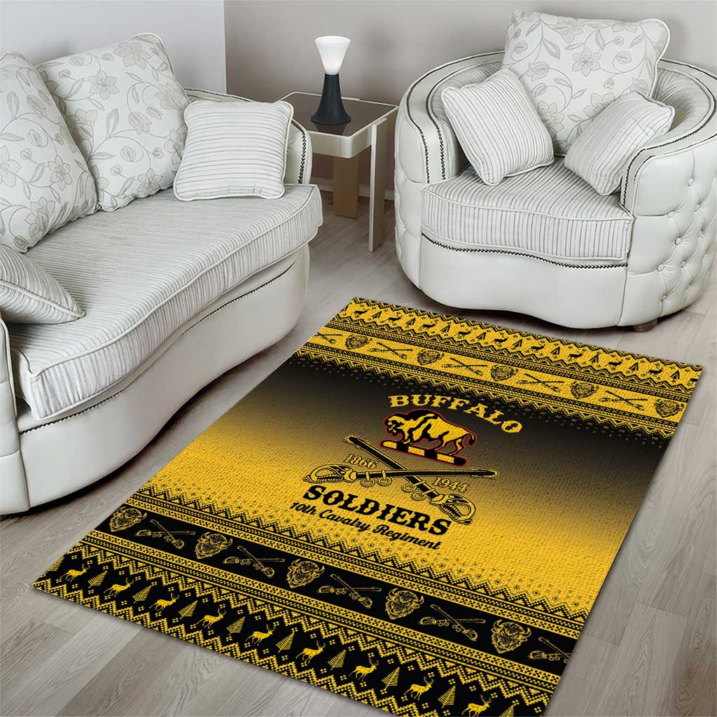 Afro Christmas Buffalo Soldiers Area Rug 10th Cavalry Regiment - African Pride