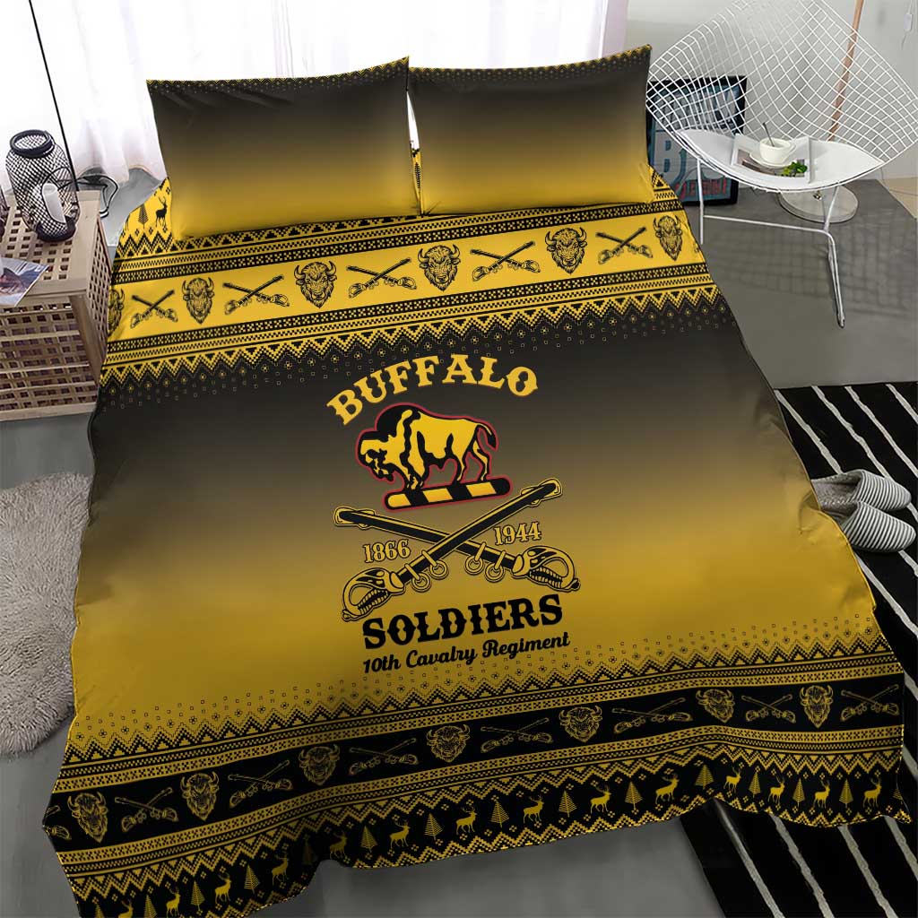 Afro Christmas Buffalo Soldiers Bedding Set 10th Cavalry Regiment - African Pride