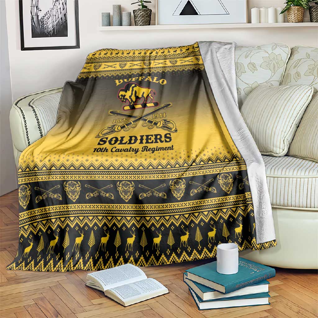 Afro Christmas Buffalo Soldiers Blanket 10th Cavalry Regiment - African Pride