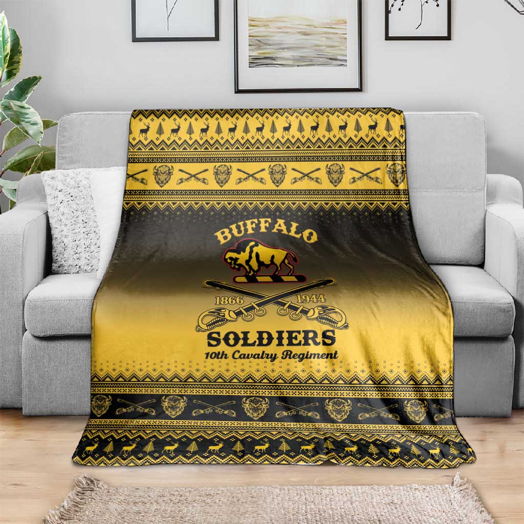 Afro Christmas Buffalo Soldiers Blanket 10th Cavalry Regiment - African Pride