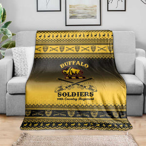 Afro Christmas Buffalo Soldiers Blanket 10th Cavalry Regiment - African Pride