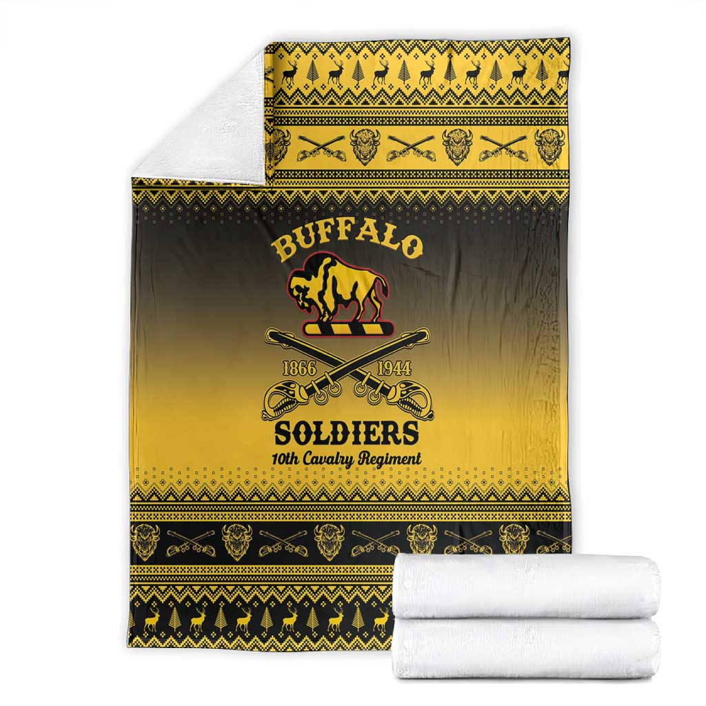 Afro Christmas Buffalo Soldiers Blanket 10th Cavalry Regiment - African Pride
