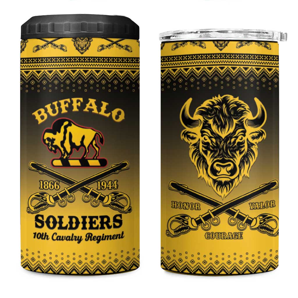 Afro Christmas Buffalo Soldiers 4 in 1 Can Cooler Tumbler 10th Cavalry Regiment - African Pride