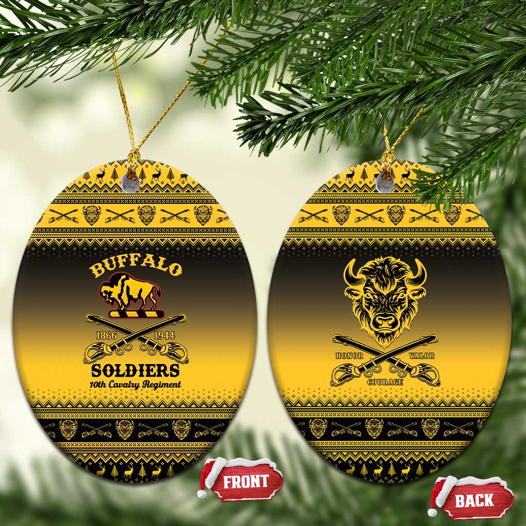 Afro Christmas Buffalo Soldiers Ceramic Ornament 10th Cavalry Regiment - African Pride