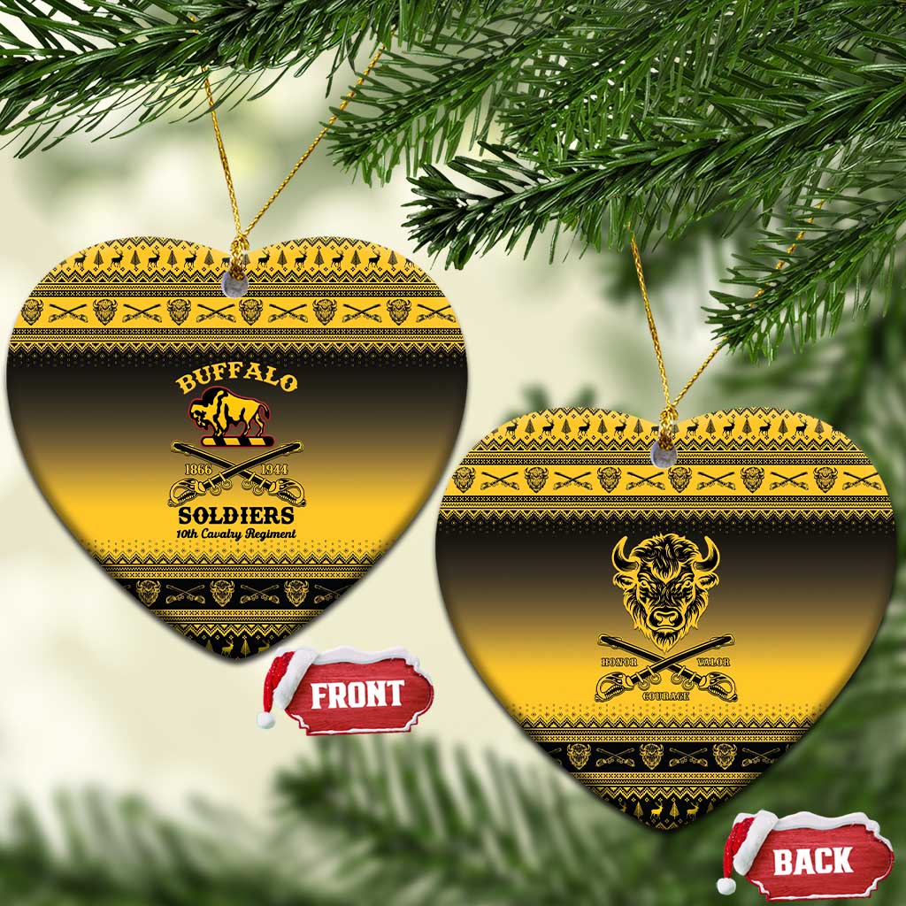 Afro Christmas Buffalo Soldiers Ceramic Ornament 10th Cavalry Regiment - African Pride