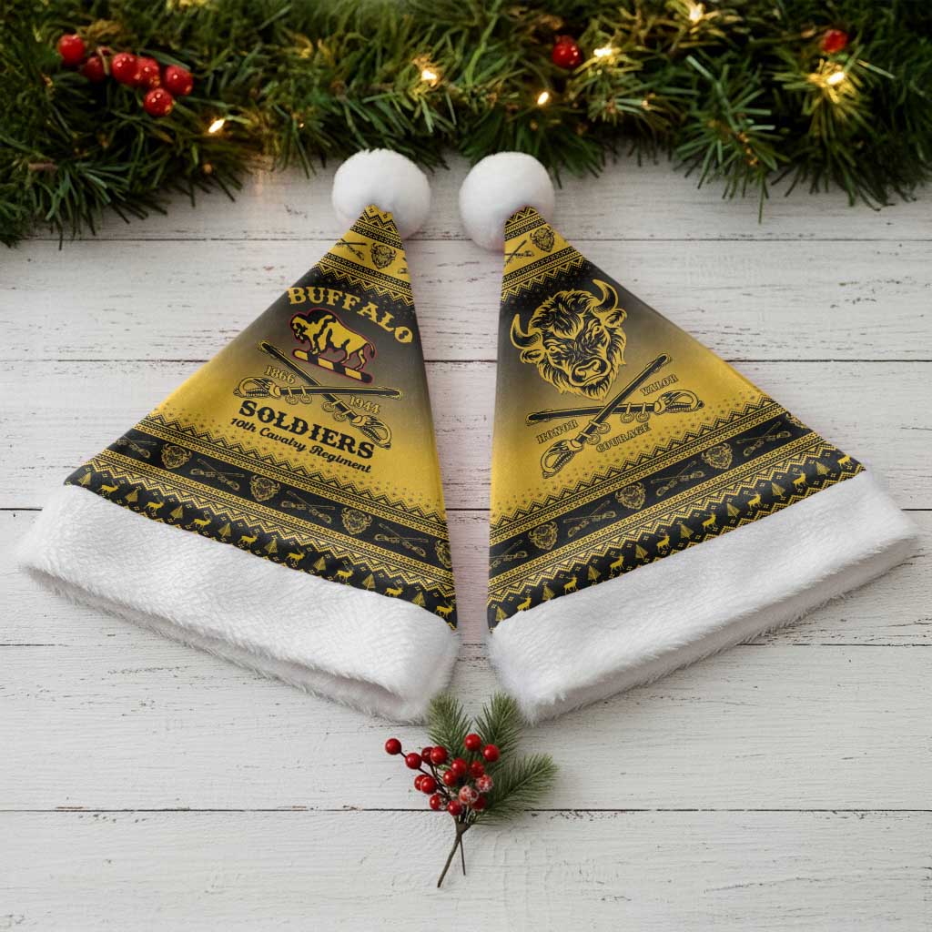 Afro Christmas Buffalo Soldiers Christmas Santa Hat 10th Cavalry Regiment - African Pride