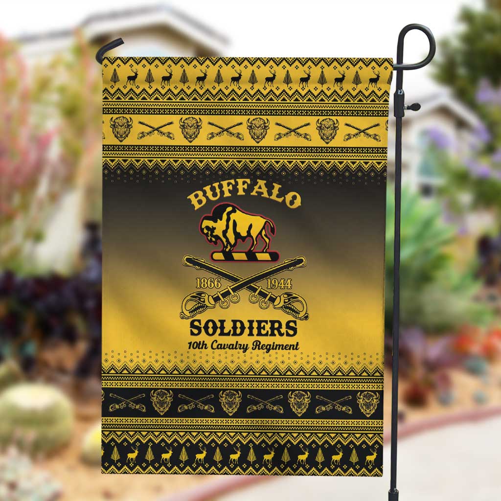 Afro Christmas Buffalo Soldiers Garden Flag 10th Cavalry Regiment - African Pride