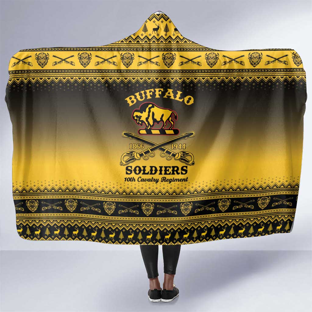 Afro Christmas Buffalo Soldiers Hooded Blanket 10th Cavalry Regiment - African Pride