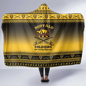 Afro Christmas Buffalo Soldiers Hooded Blanket 10th Cavalry Regiment - African Pride