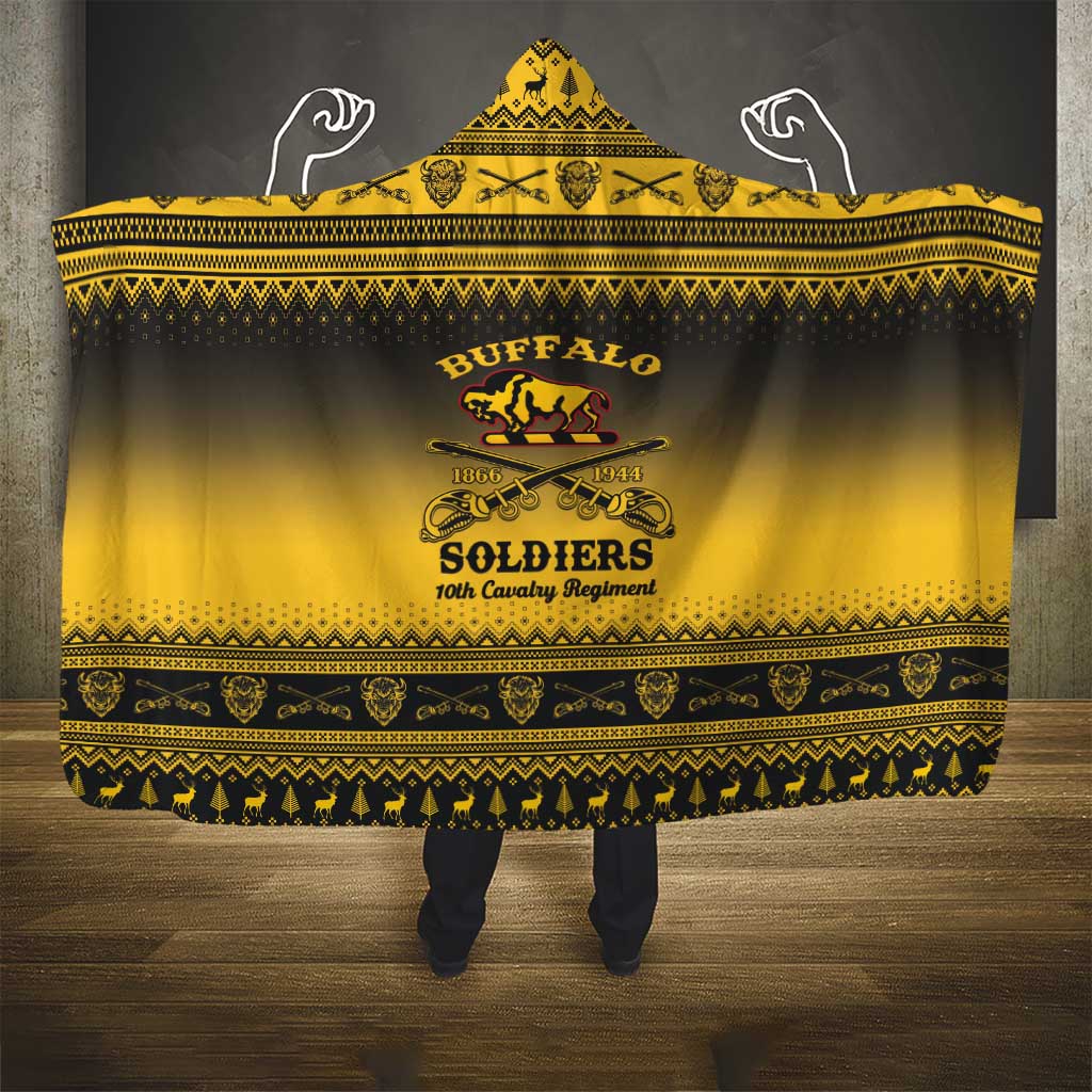 Afro Christmas Buffalo Soldiers Hooded Blanket 10th Cavalry Regiment - African Pride