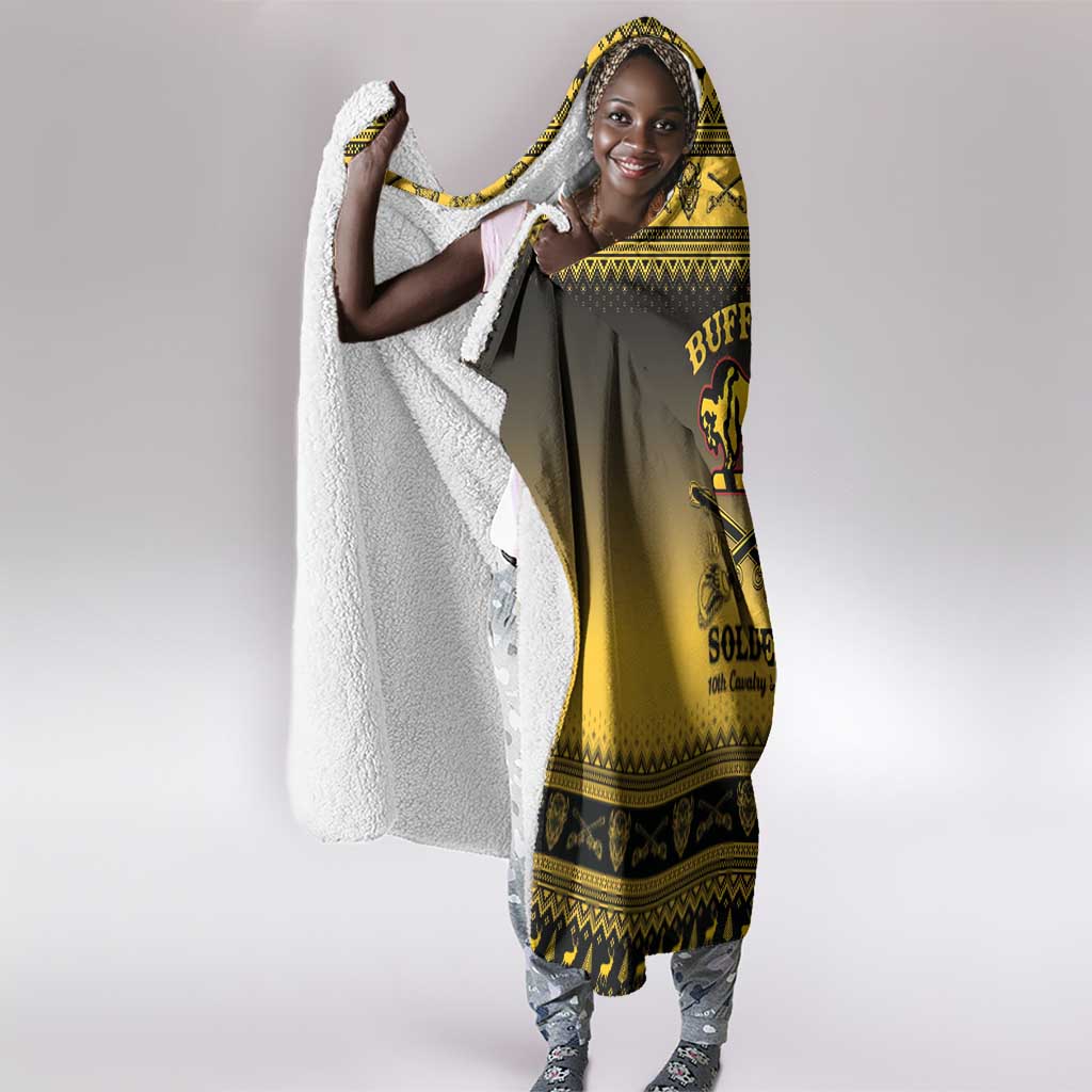 Afro Christmas Buffalo Soldiers Hooded Blanket 10th Cavalry Regiment - African Pride