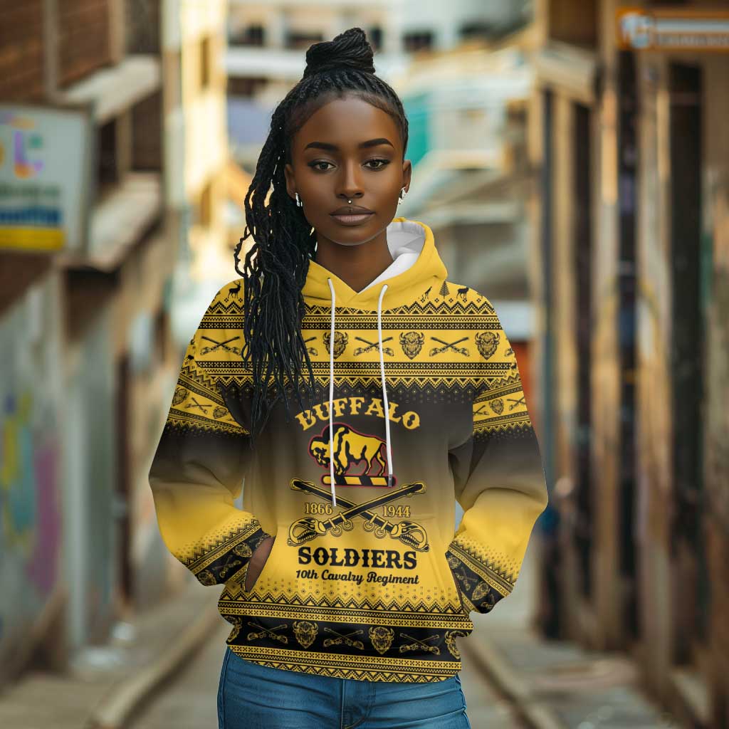 Afro Christmas Buffalo Soldiers Hoodie 10th Cavalry Regiment - African Pride