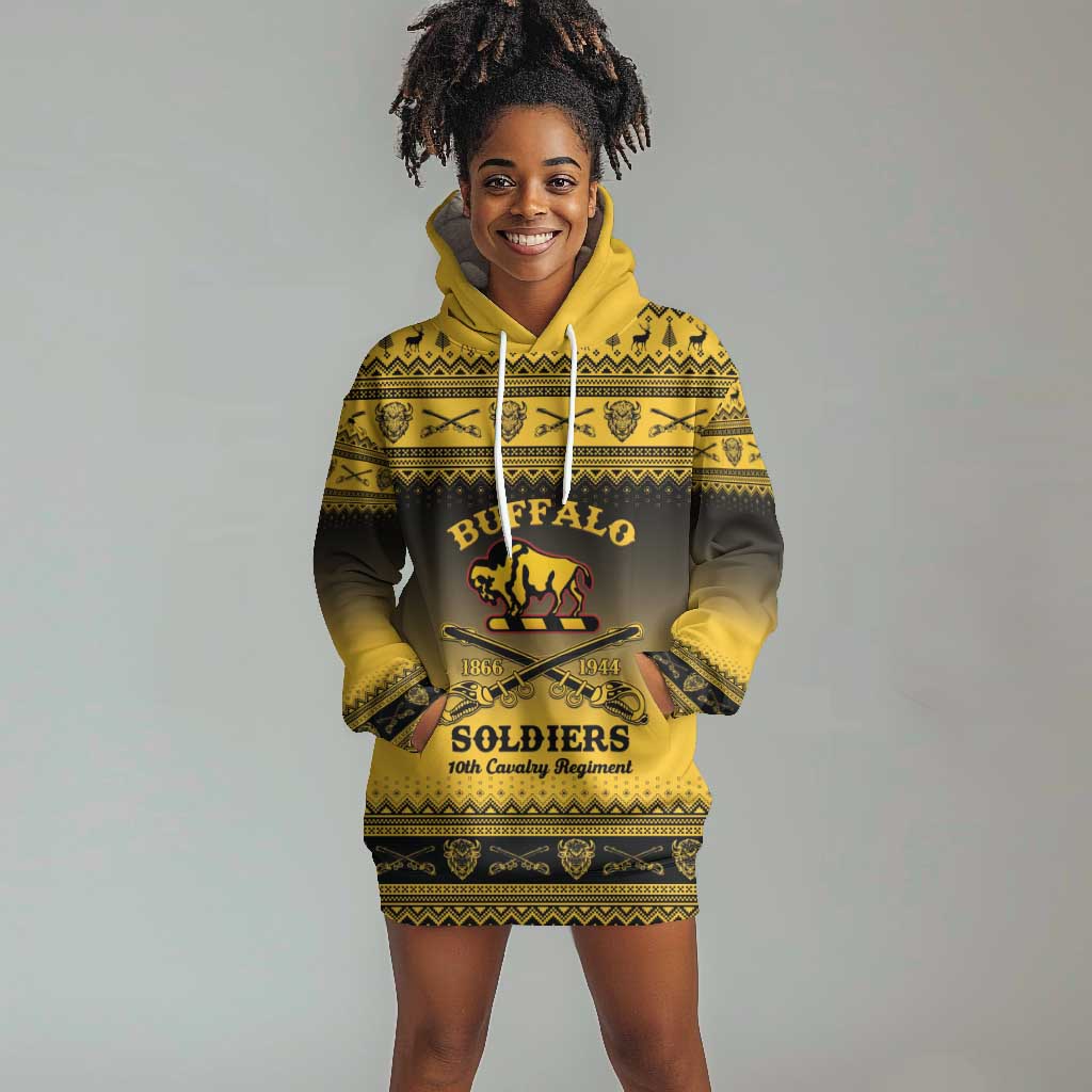 Afro Christmas Buffalo Soldiers Hoodie Dress 10th Cavalry Regiment - African Pride