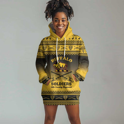 Afro Christmas Buffalo Soldiers Hoodie Dress 10th Cavalry Regiment - African Pride