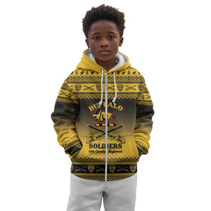 Afro Christmas Buffalo Soldiers Kid Hoodie 10th Cavalry Regiment - African Pride