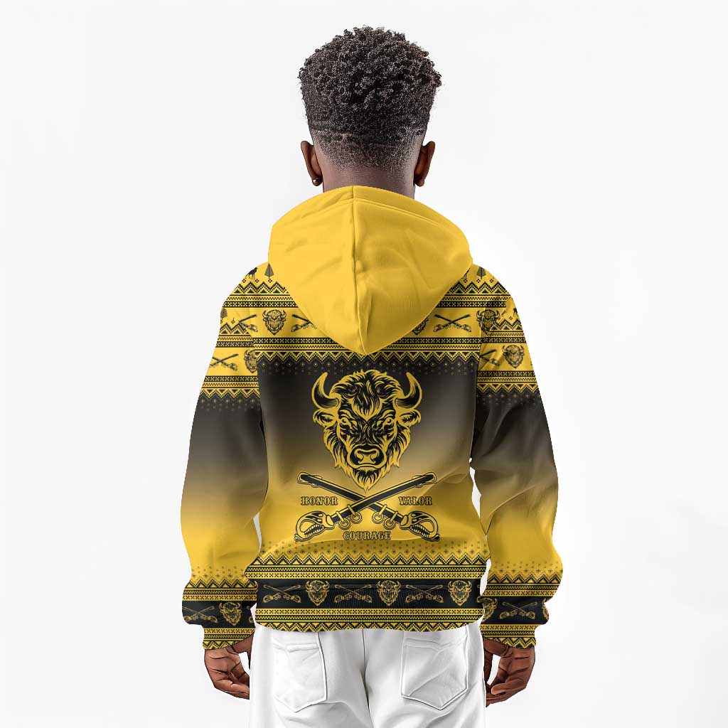 Afro Christmas Buffalo Soldiers Kid Hoodie 10th Cavalry Regiment - African Pride