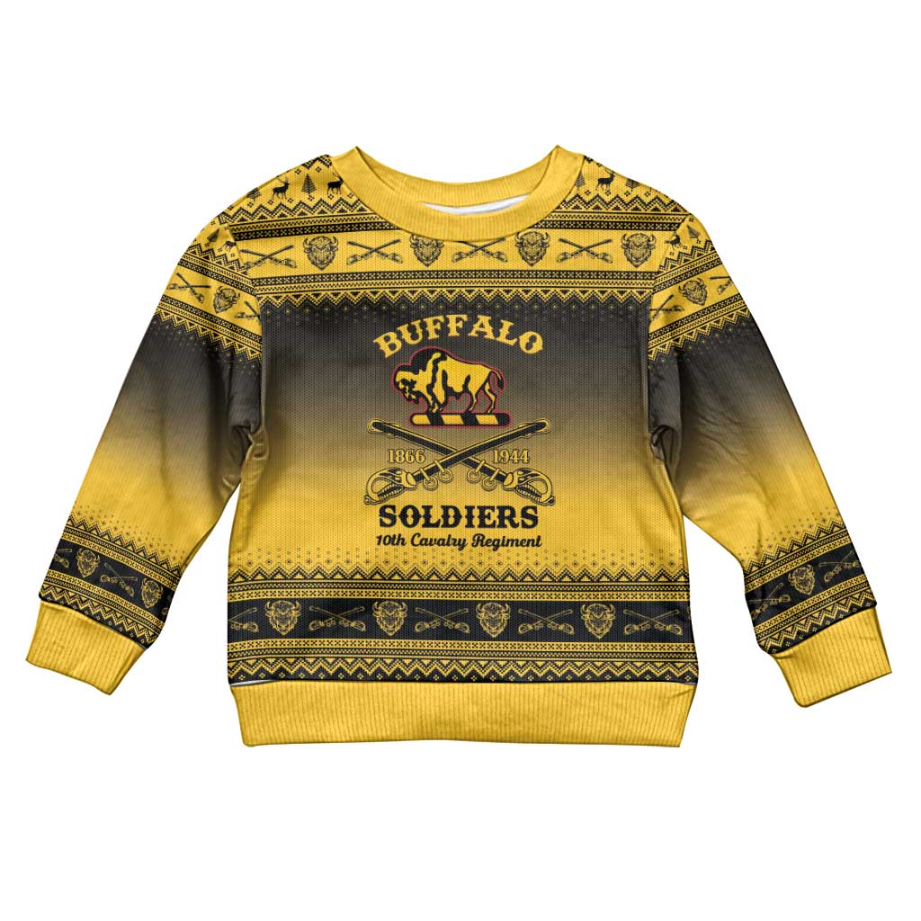 Afro Christmas Buffalo Soldiers Kid Ugly Christmas Sweater 10th Cavalry Regiment - African Pride