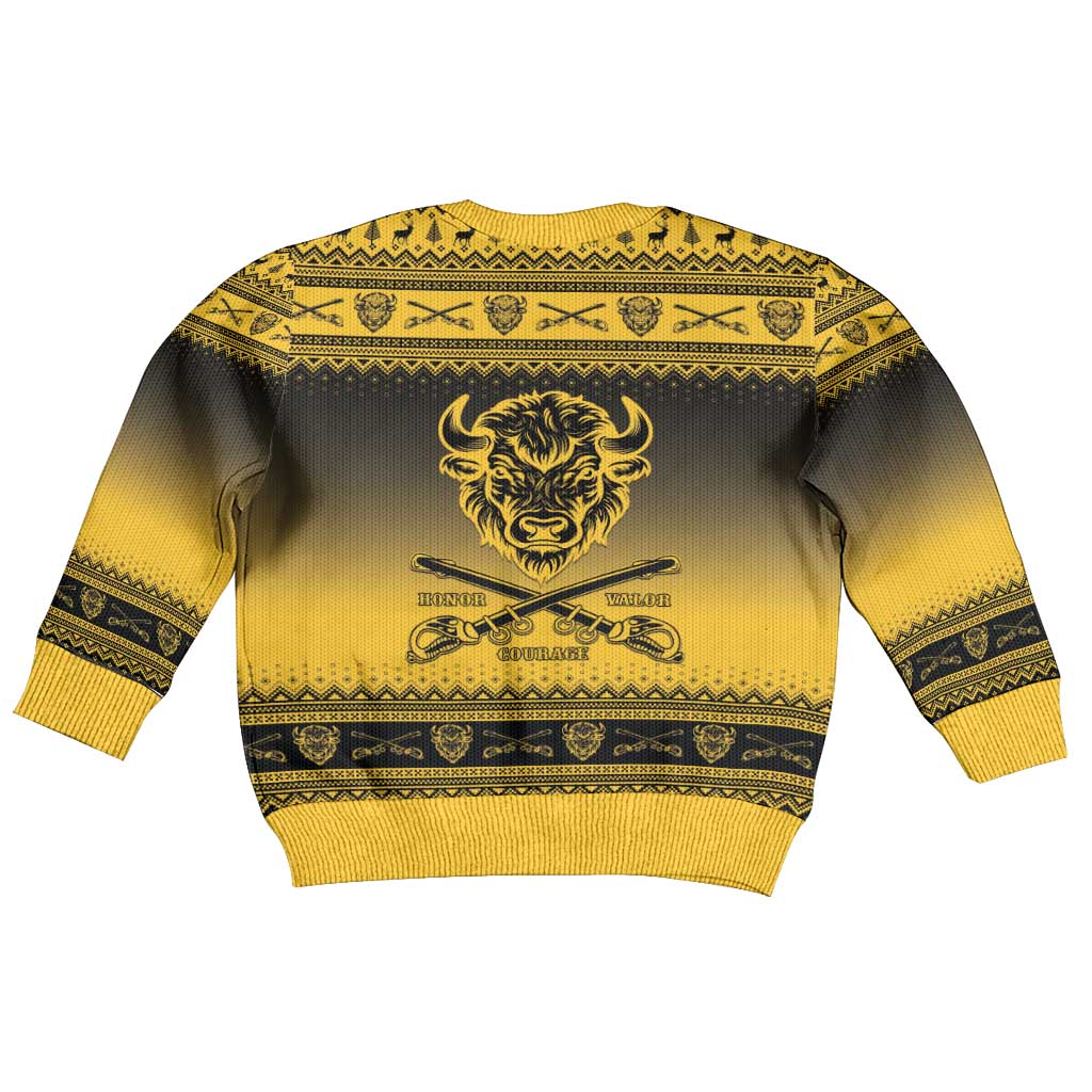 Afro Christmas Buffalo Soldiers Kid Ugly Christmas Sweater 10th Cavalry Regiment - African Pride