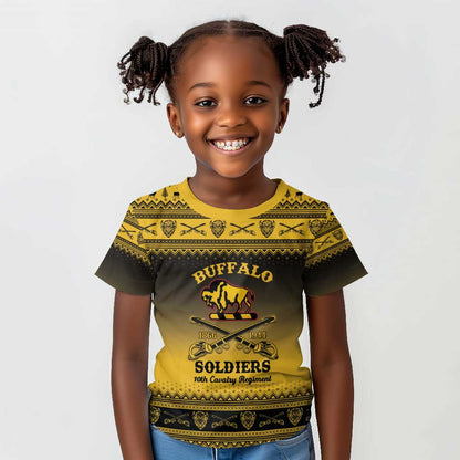 Afro Christmas Buffalo Soldiers Kid T shirt 10th Cavalry Regiment - African Pride