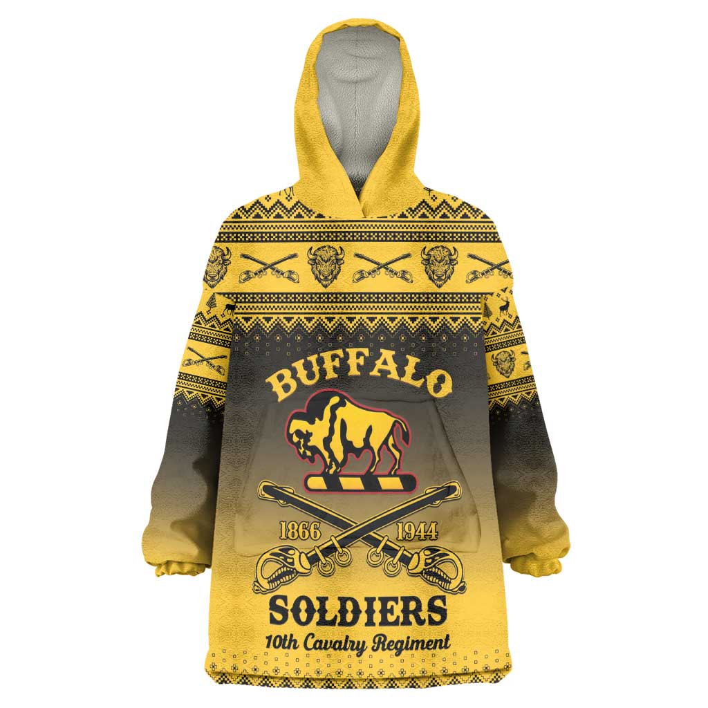Afro Christmas Buffalo Soldiers Kid Wearable Blanket Hoodie 10th Cavalry Regiment - African Pride