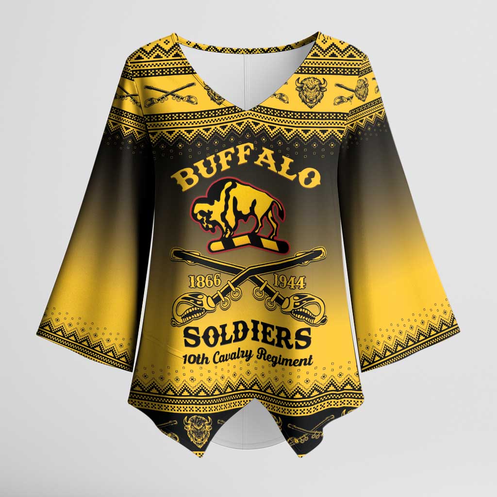 Buffalo Soldiers Christmas Kimono Sleeve Blouse 10th Cavalry Regiment