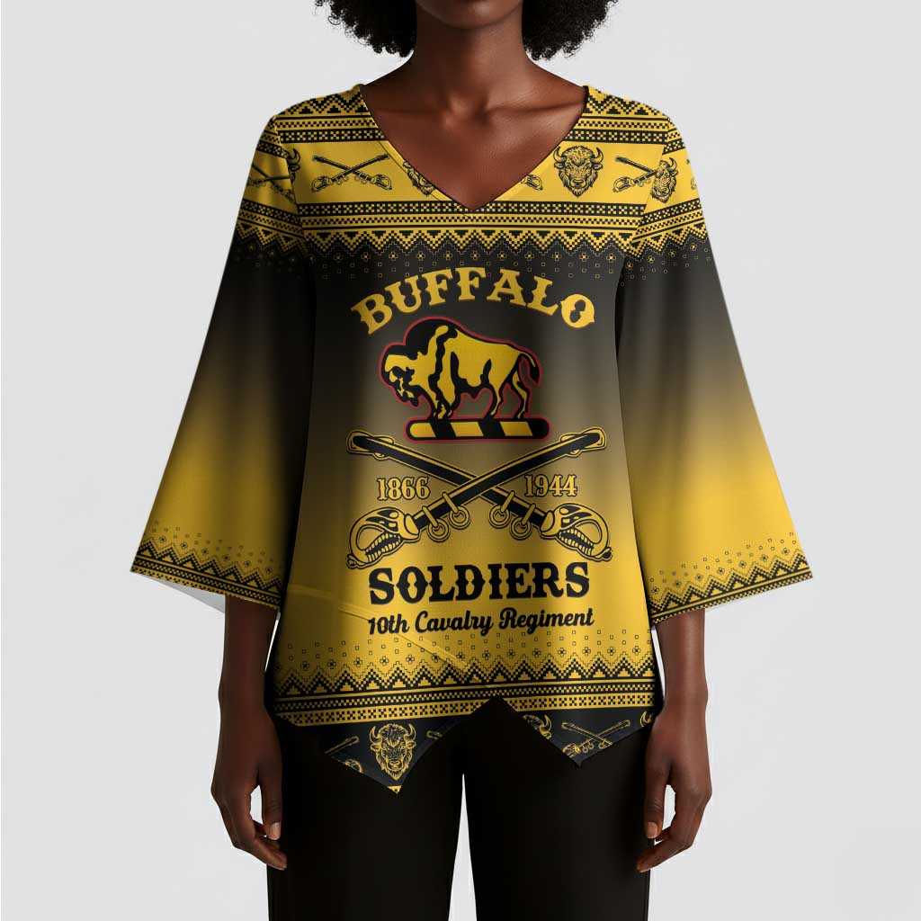 Buffalo Soldiers Christmas Kimono Sleeve Blouse 10th Cavalry Regiment