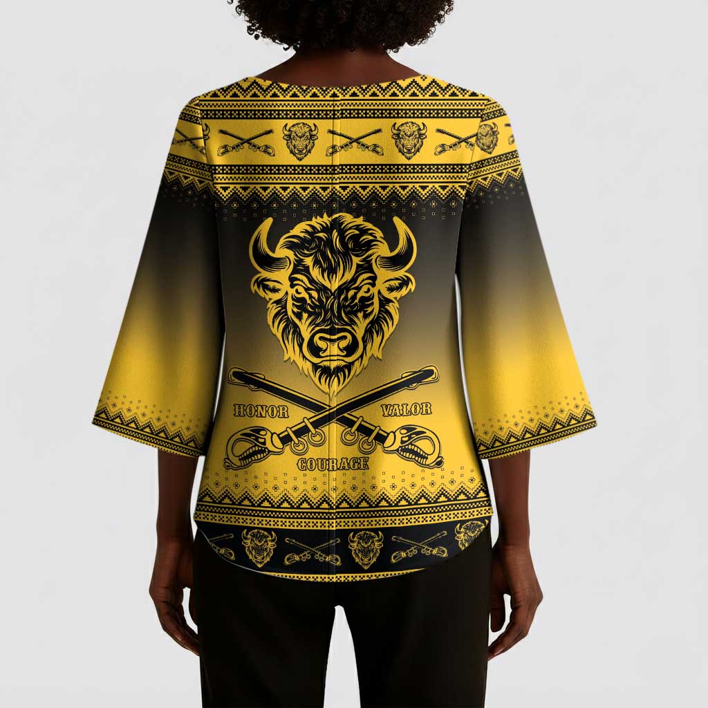 Buffalo Soldiers Christmas Kimono Sleeve Blouse 10th Cavalry Regiment