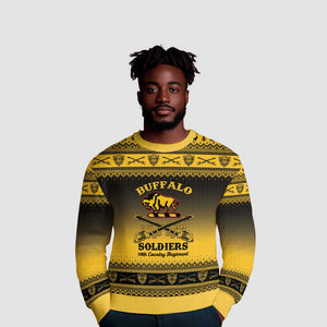 Afro Christmas Buffalo Soldiers Ugly Christmas Sweater 10th Cavalry Regiment - African Pride