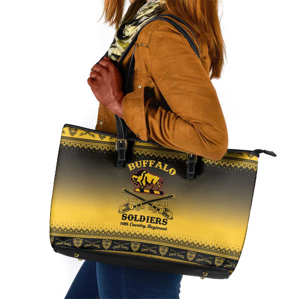 Afro Christmas Buffalo Soldiers Leather Tote Bag 10th Cavalry Regiment - African Pride