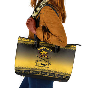 Afro Christmas Buffalo Soldiers Leather Tote Bag 10th Cavalry Regiment - African Pride