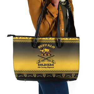 Afro Christmas Buffalo Soldiers Leather Tote Bag 10th Cavalry Regiment - African Pride