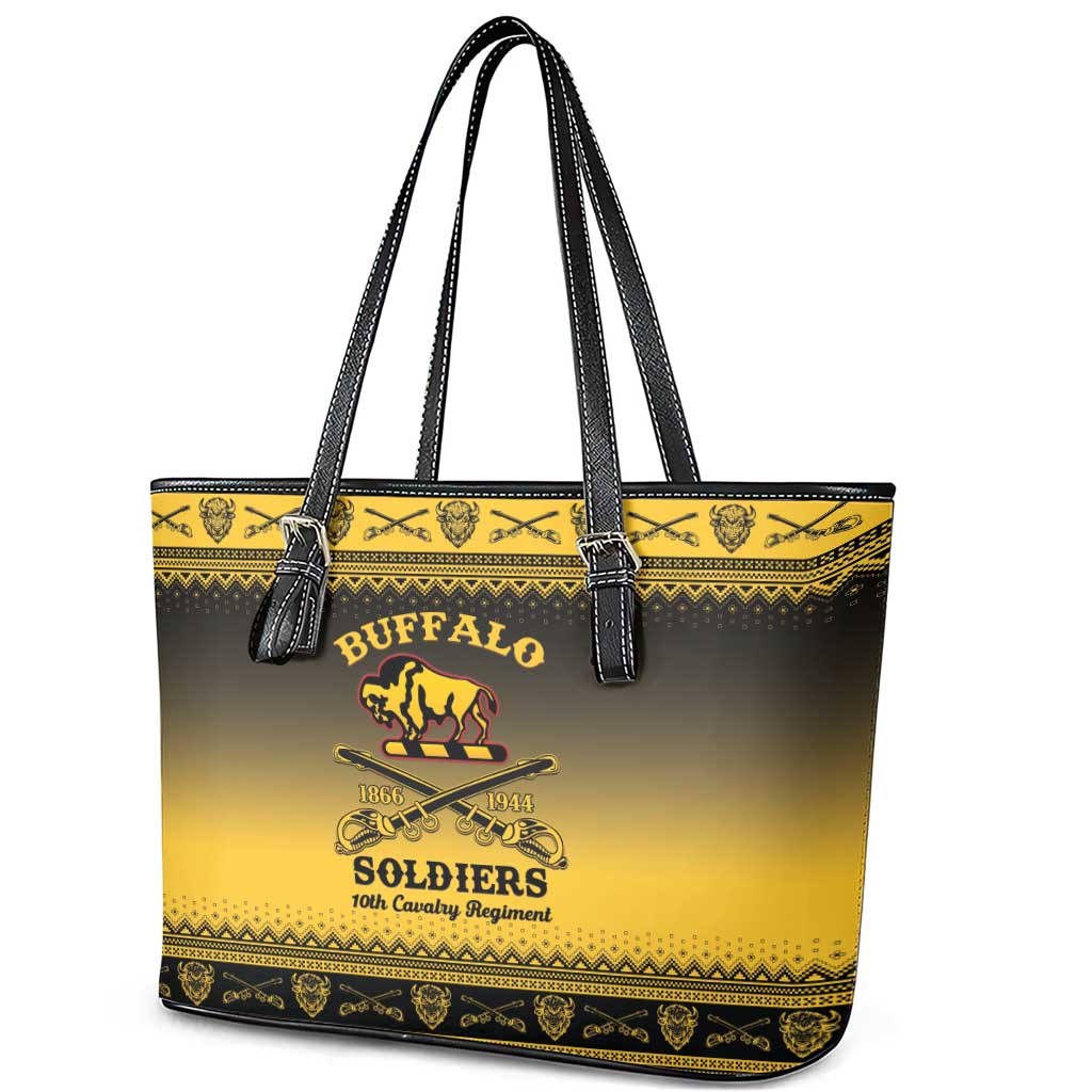 Afro Christmas Buffalo Soldiers Leather Tote Bag 10th Cavalry Regiment - African Pride