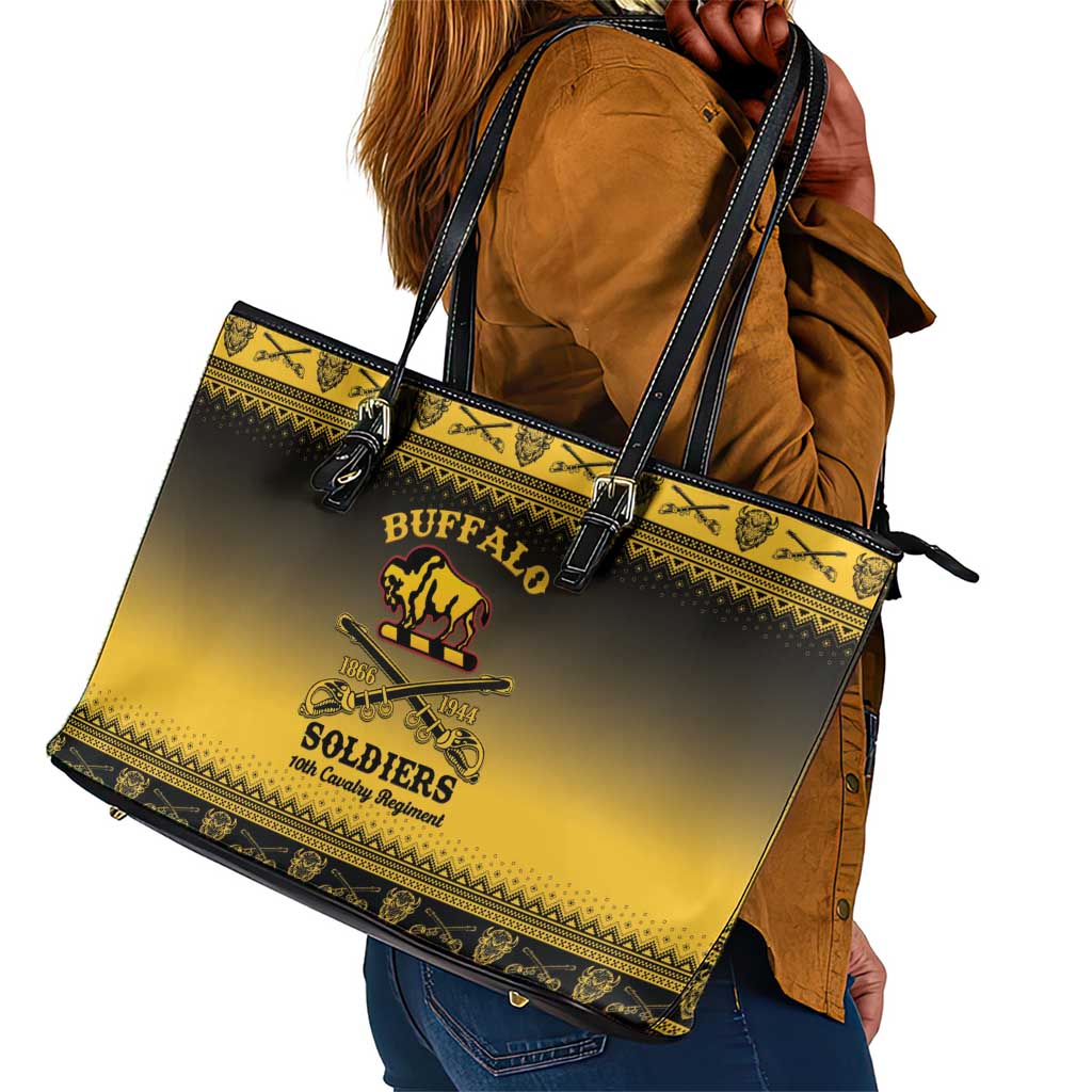Afro Christmas Buffalo Soldiers Leather Tote Bag 10th Cavalry Regiment - African Pride