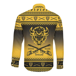 Afro Christmas Buffalo Soldiers Long Sleeve Button Shirt 10th Cavalry Regiment - African Pride