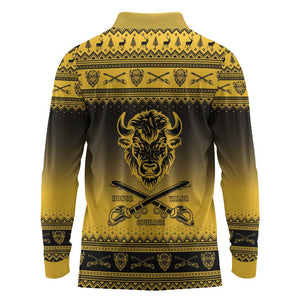 Afro Christmas Buffalo Soldiers Long Sleeve Polo Shirt 10th Cavalry Regiment - African Pride