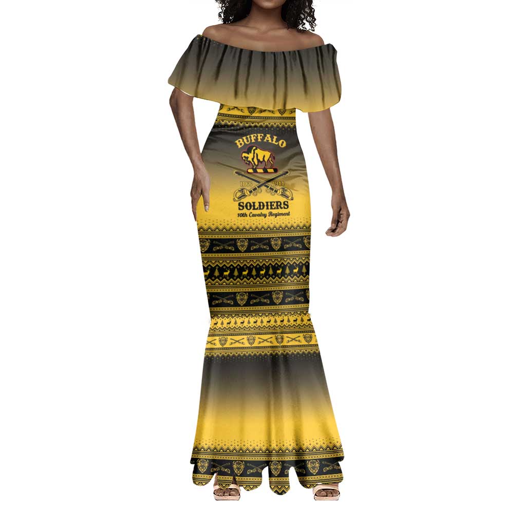 Afro Christmas Buffalo Soldiers Mermaid Dress 10th Cavalry Regiment - African Pride